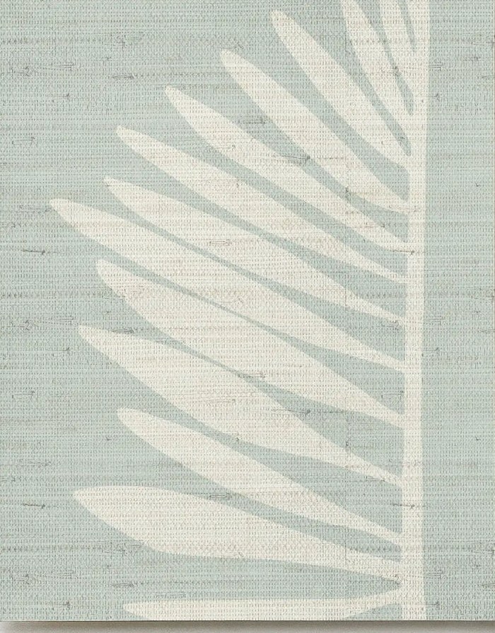 Emily Daws Palmetto Grasscloth sample in Haint Blue.